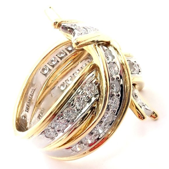 Rare! Authentic Tiffany & Co Platinum Diamond Ribbon Box Ring - Picture 3 of 9